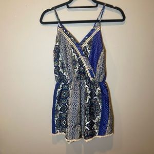 Lush Blue Boho Patterned Romper